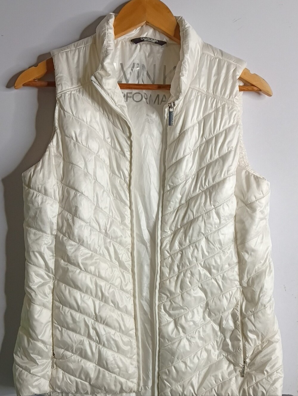 Calvin Klein Off-White Quilted Sleeveless Puffer Vest